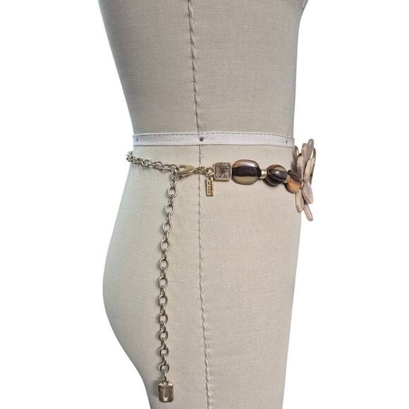 Chicos Chunky Stone & Resin Mixed Media Statement Chain Belt, OS 52 inches - Picture 4 of 6